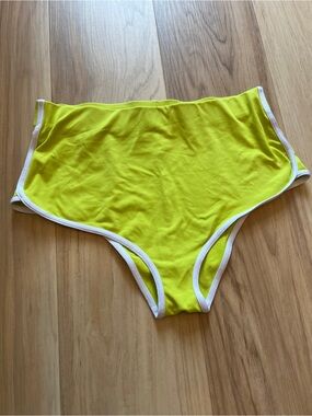 High-Waist Neon Yellow Bottoms with White Trim